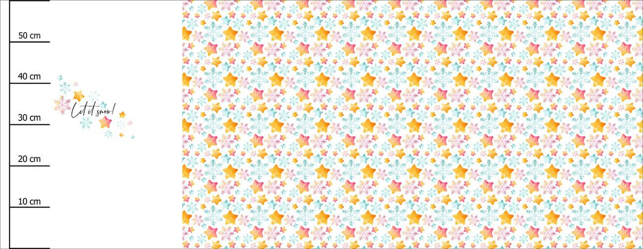 LET IT SNOW / stars and snowflakes (CHRISTMAS PENGUINS) - PANORAMIC PANEL (60 x 155cm)
