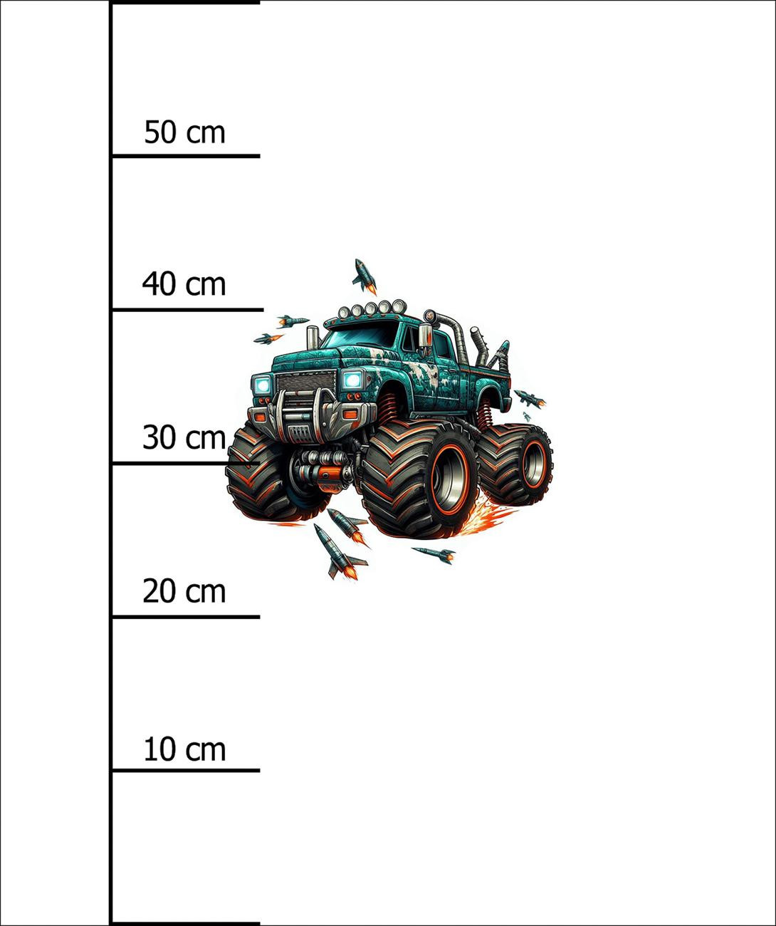 MONSTER TRUCK PAT. 2 -  PANEL (60cm x 50cm) brushed knitwear with elastane ITY