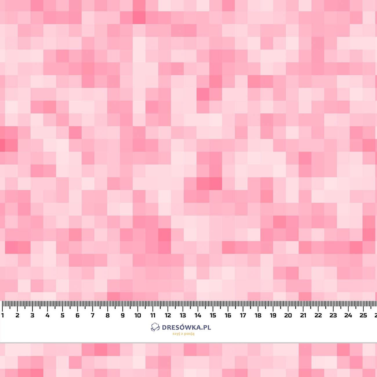PIXELS pat. 2 / pink - Cotton woven fabric