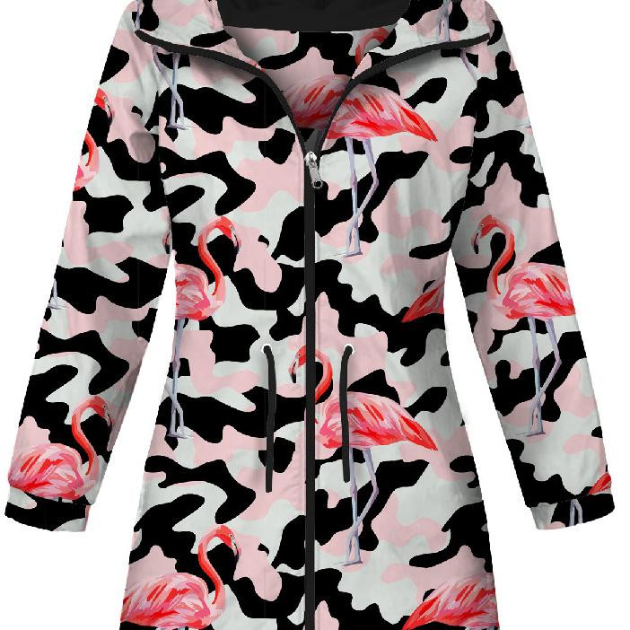 WOMEN'S PARKA (ANNA) - CAMOUFLAGE FLAMINGOS - softshell