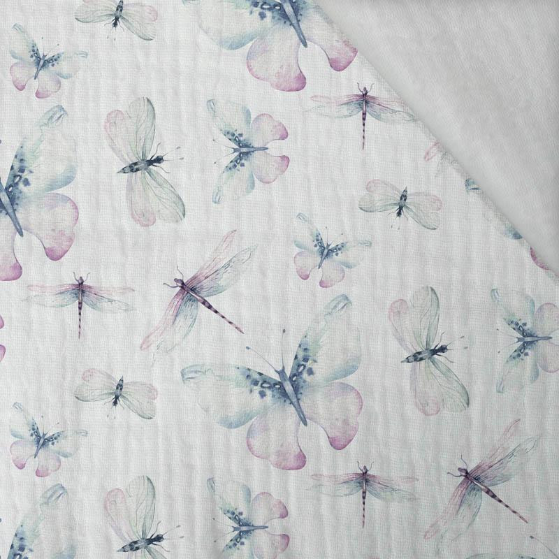 BUTTERFLIES AND DRAGONFLIES (WATER-COLOR BUTTERFLIES) - Cotton muslin