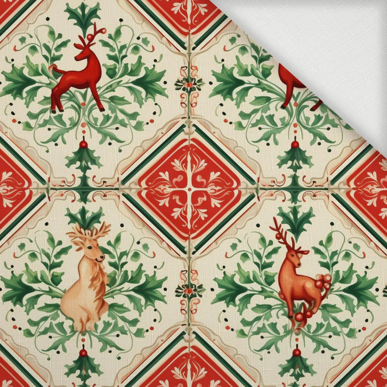 CHRISTMAS DEERS - Woven Fabric for tablecloths