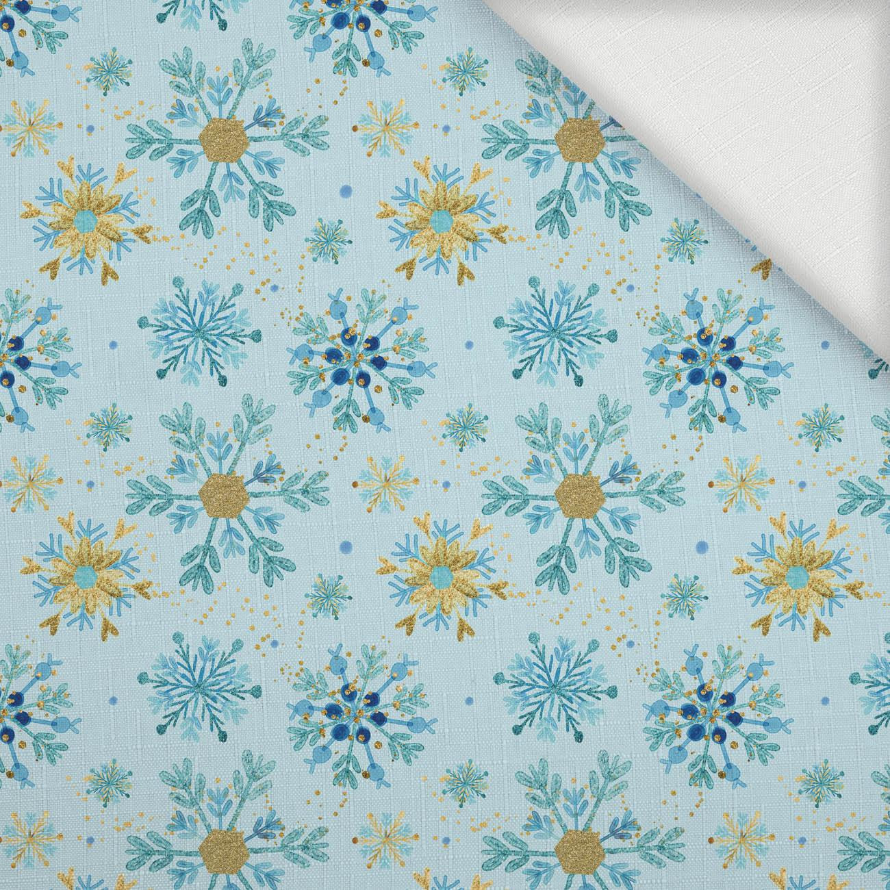 BLUE SNOWFLAKES pat. 3 - Woven Fabric for tablecloths