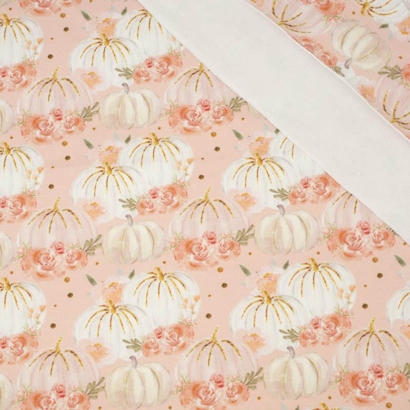 PASTEL PUMPKINS AND FLOWERS (PUMPKIN GARDEN) - looped knit fabric