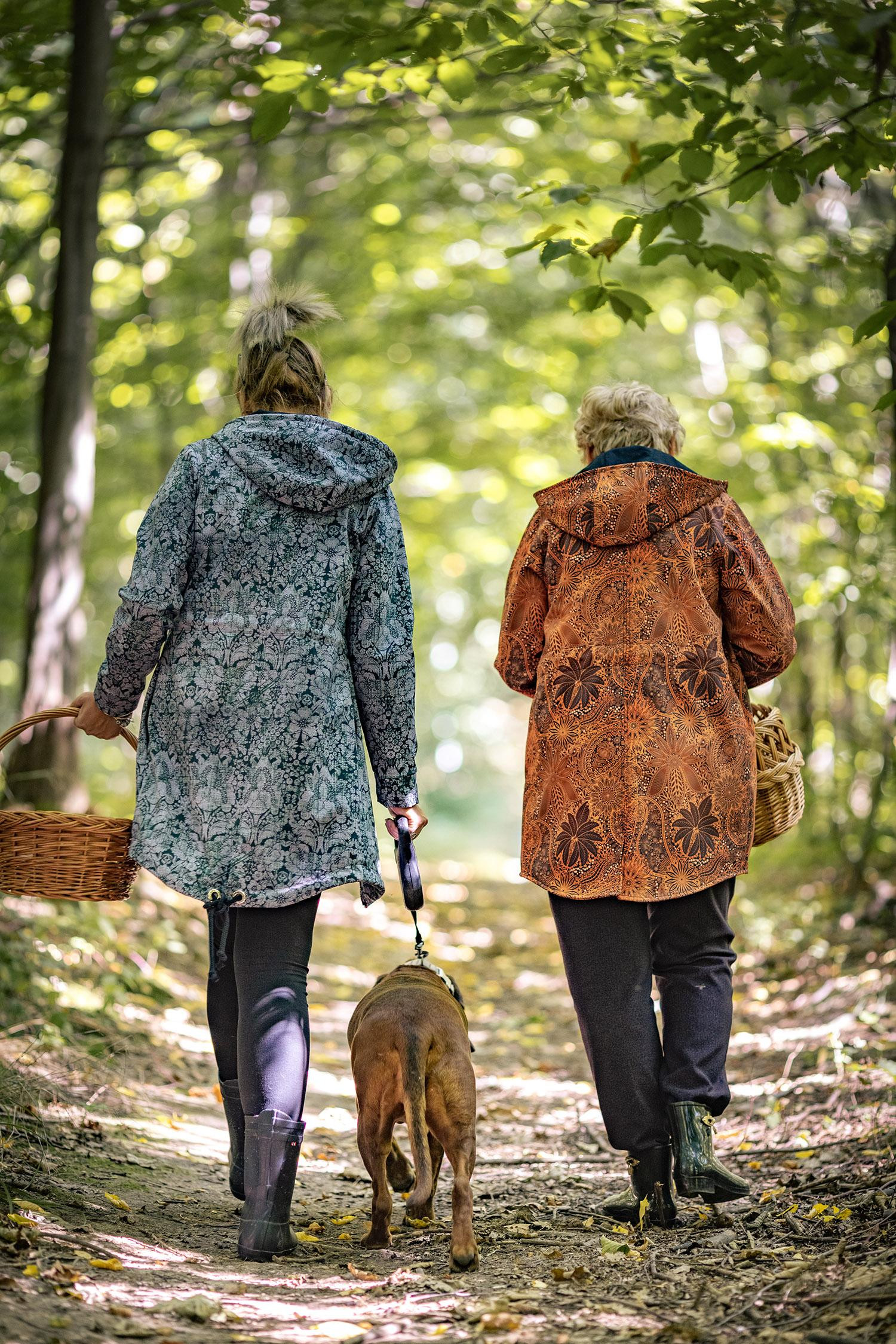 WOMEN'S PARKA (ANNA) - FLOWERS / golden contour Pat. 1  / WATERCOLOR MARBLE  - softshell