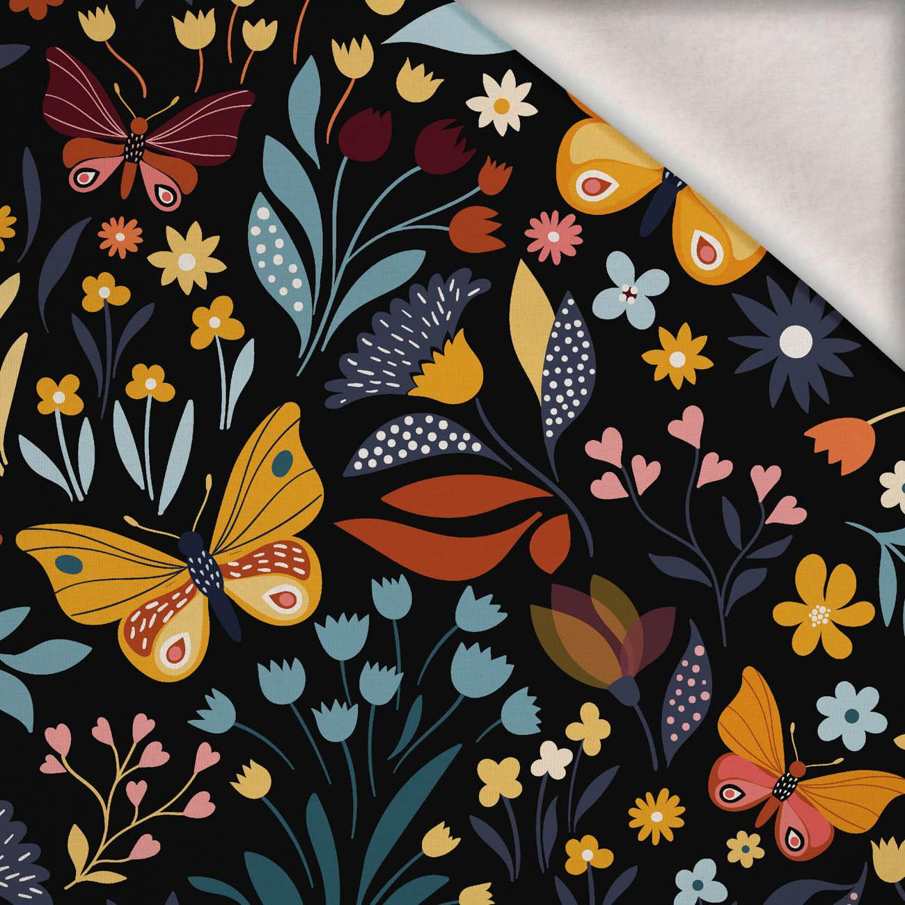 FOLK BUTTERFLIES / black - brushed knitwear with elastane ITY