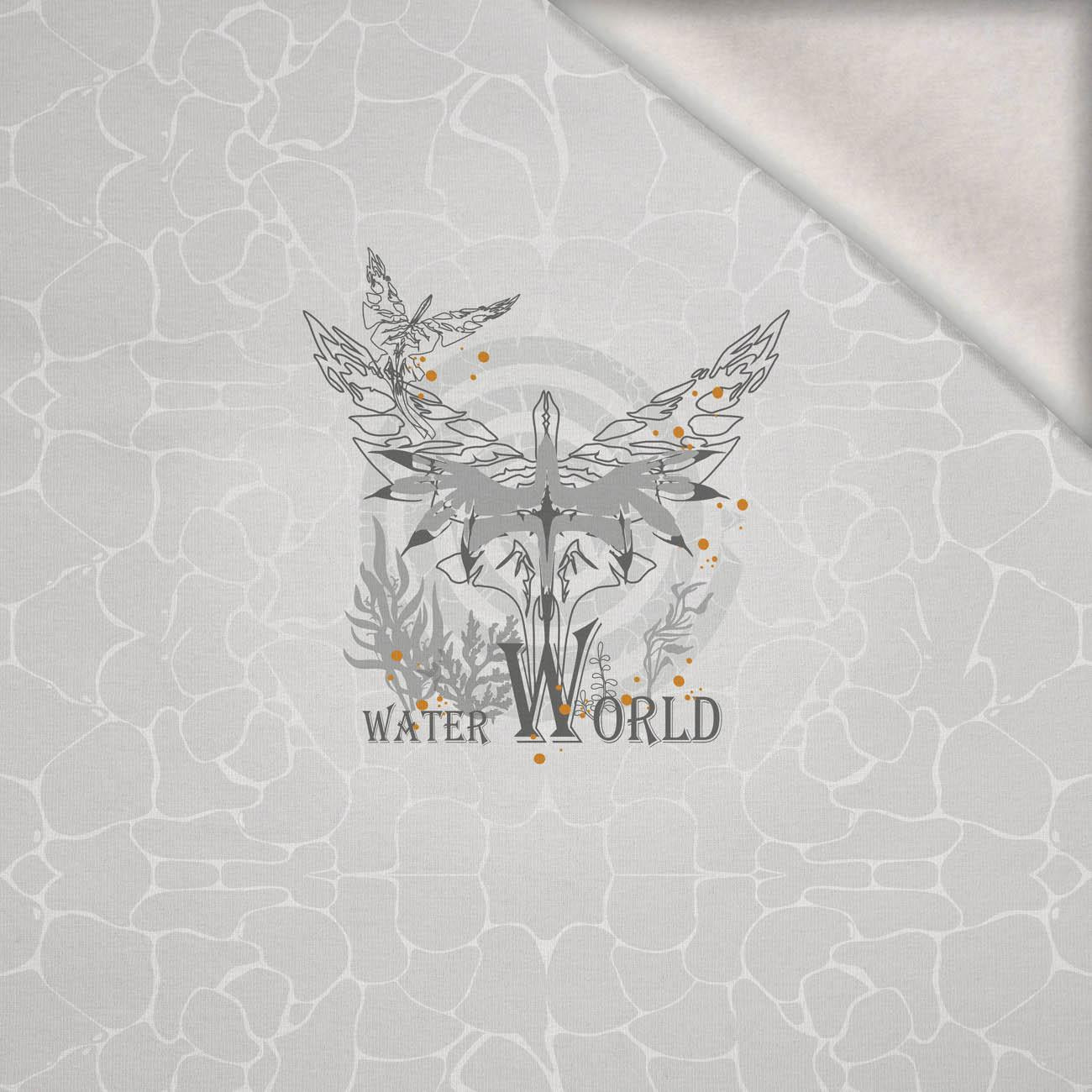 WATER WORLD  / grey -  PANEL (60cm x 50cm) brushed knitwear with elastane ITY