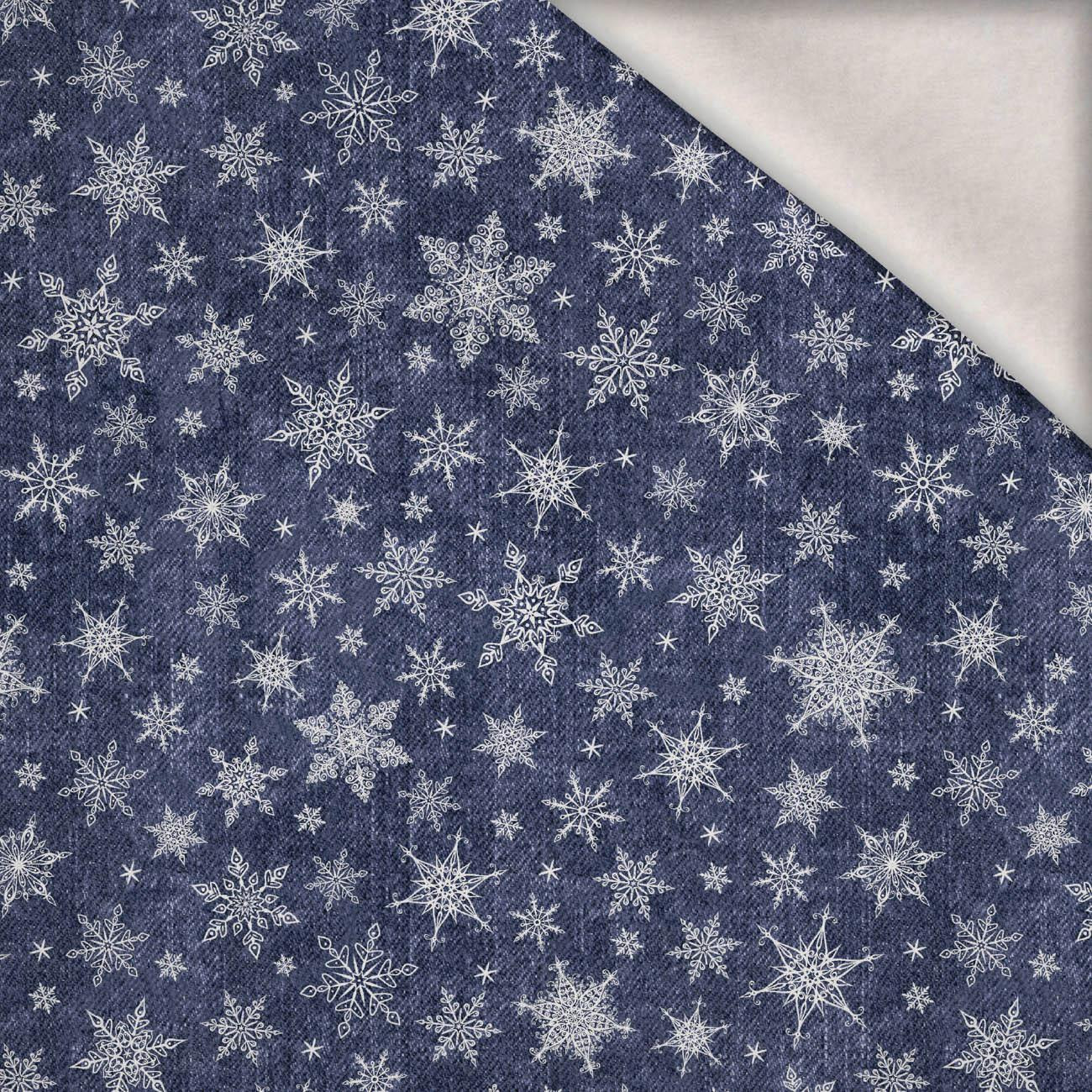 SNOWFLAKES PAT. 2 / ACID WASH DARK BLUE - brushed knitwear with elastane ITY