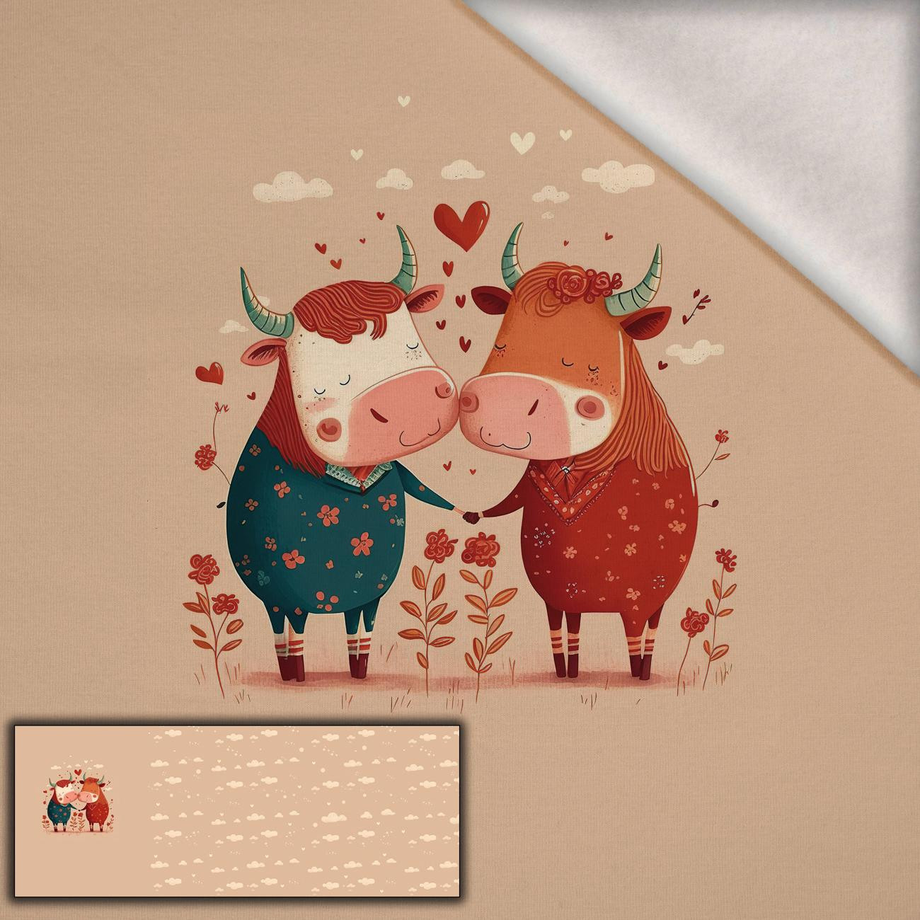 COWS IN LOVE - panoramic panel brushed knitwear with elastane ITY (60cm x 155cm)