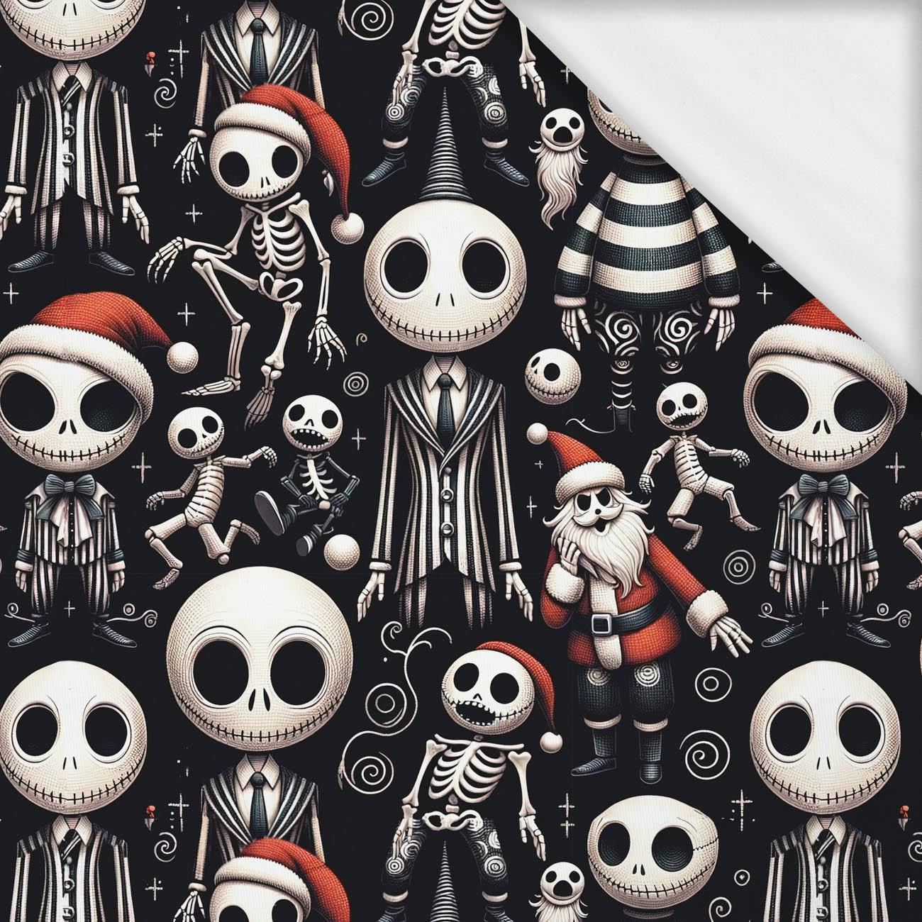 100cm SKELETONS AND SANTAS- single jersey with elastane ITY