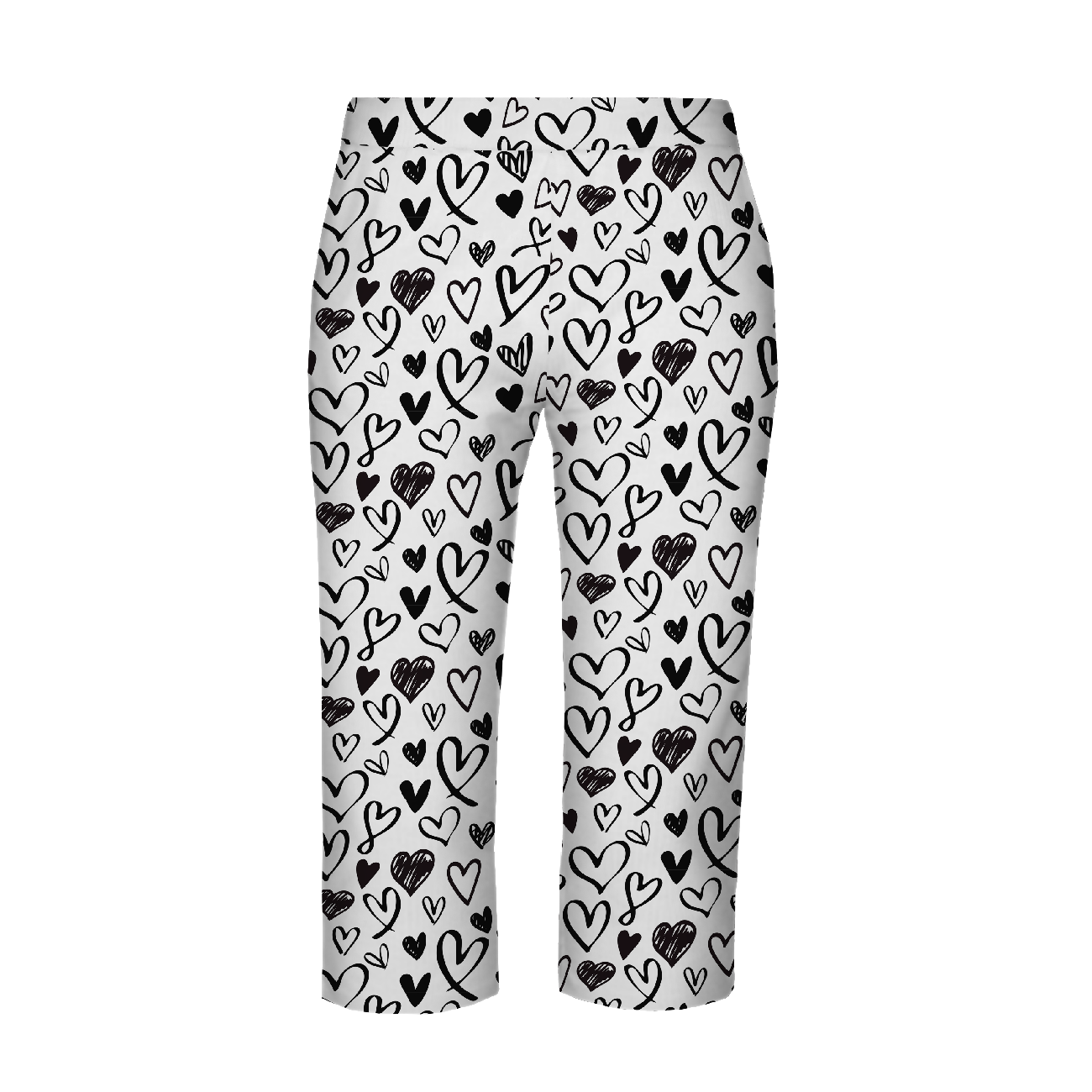 Pajamas-cropped pants "LINDA" - HEARTS / black - sewing set