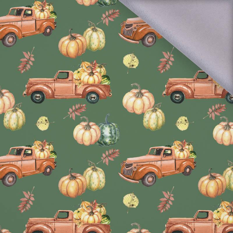 PUMPKINS ON THE PICKUP (leaves) pat. 2 / green (PUMPKIN GARDEN) - softshell