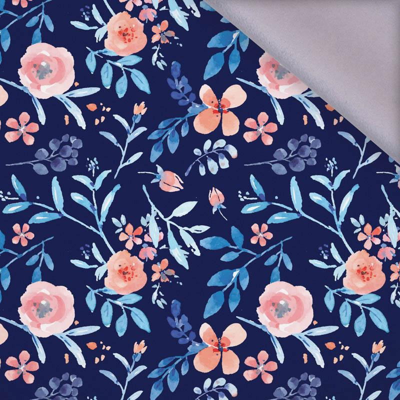 PAINTED PEONIES / navy - softshell