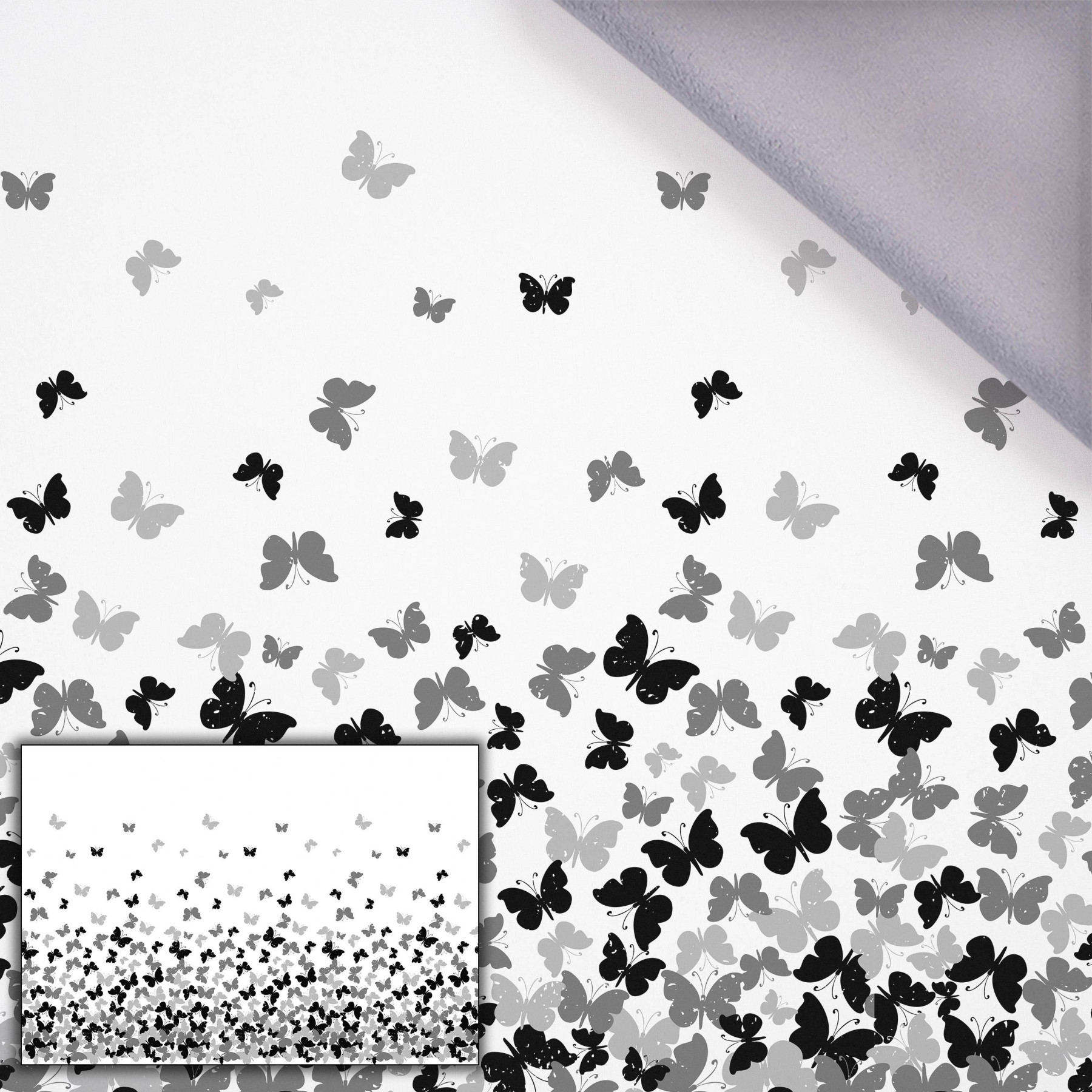 BUTTERFLIES GRAY - panel Single jersey with elastane 