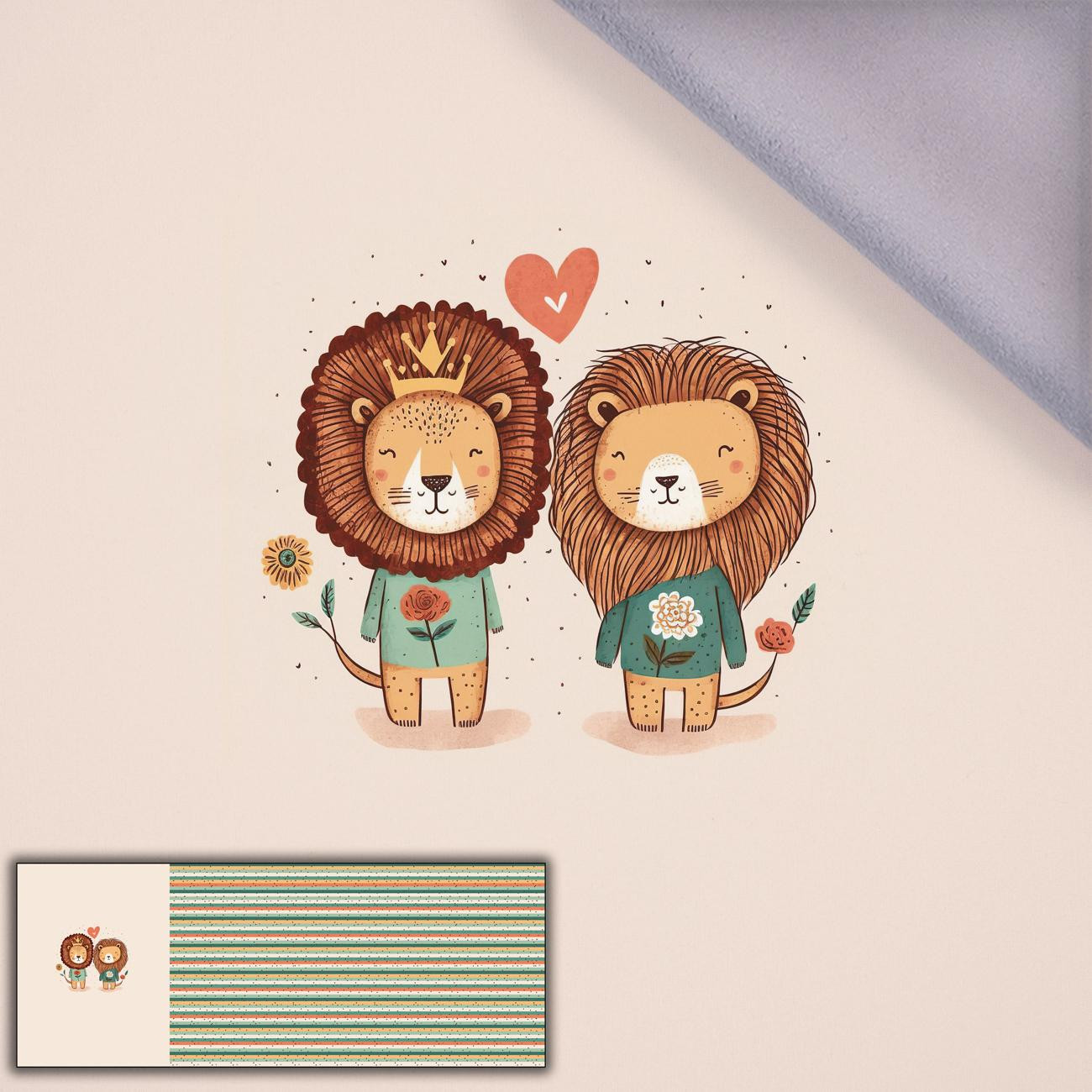 LIONS IN LOVE - panoramic panel softshell (60cm x 155cm)