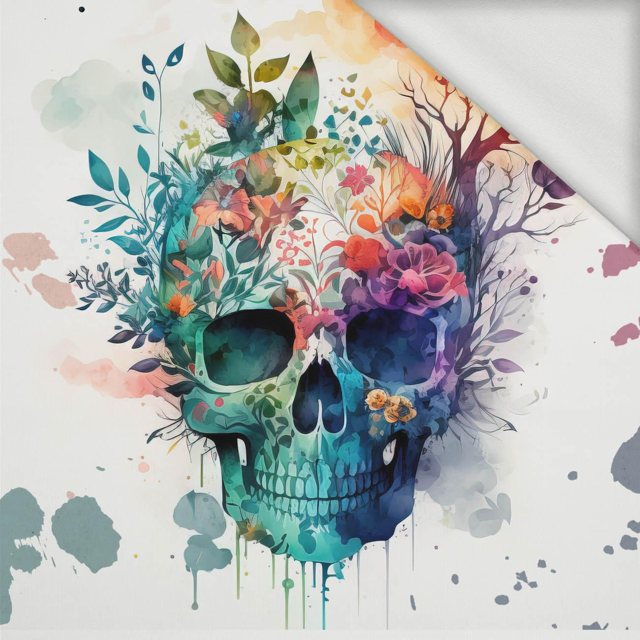 WATERCOLOR SKULL - panel (75cm x 80cm) looped knit