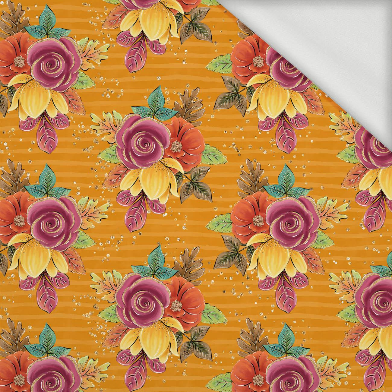 AUTUMN BOUQUET / orange (GLITTER AUTUMN) - looped knit fabric