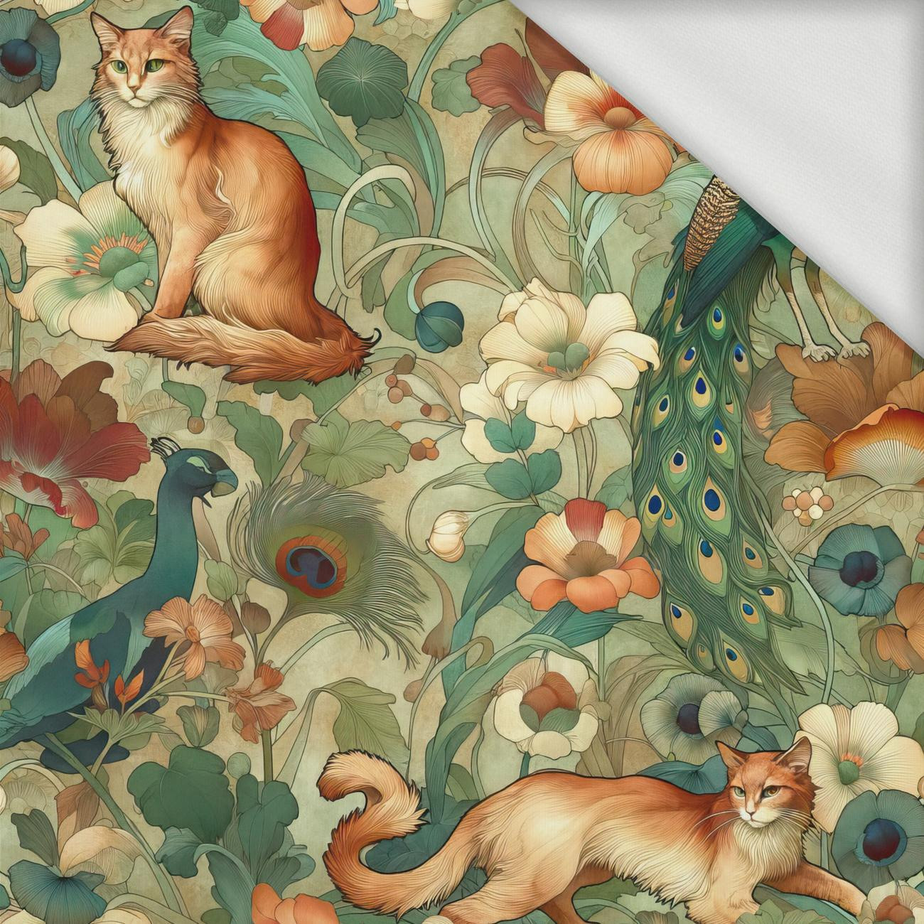 ART NOUVEAU CATS & FLOWERS PAT. 2 - looped knit fabric