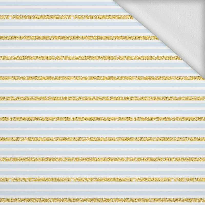 LIGHT BLUE STRIPES / GLITTER (PUMPKIN GARDEN) - looped knit fabric