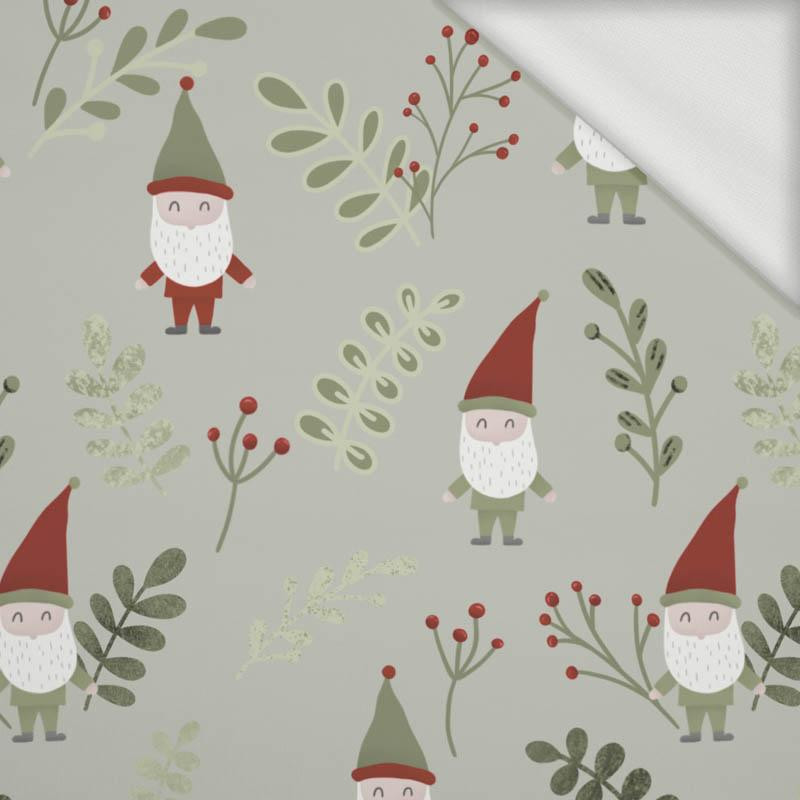 DWARFS AND FERN (FOREST DWARFS) /LIGHT KHAKI - looped knit fabric