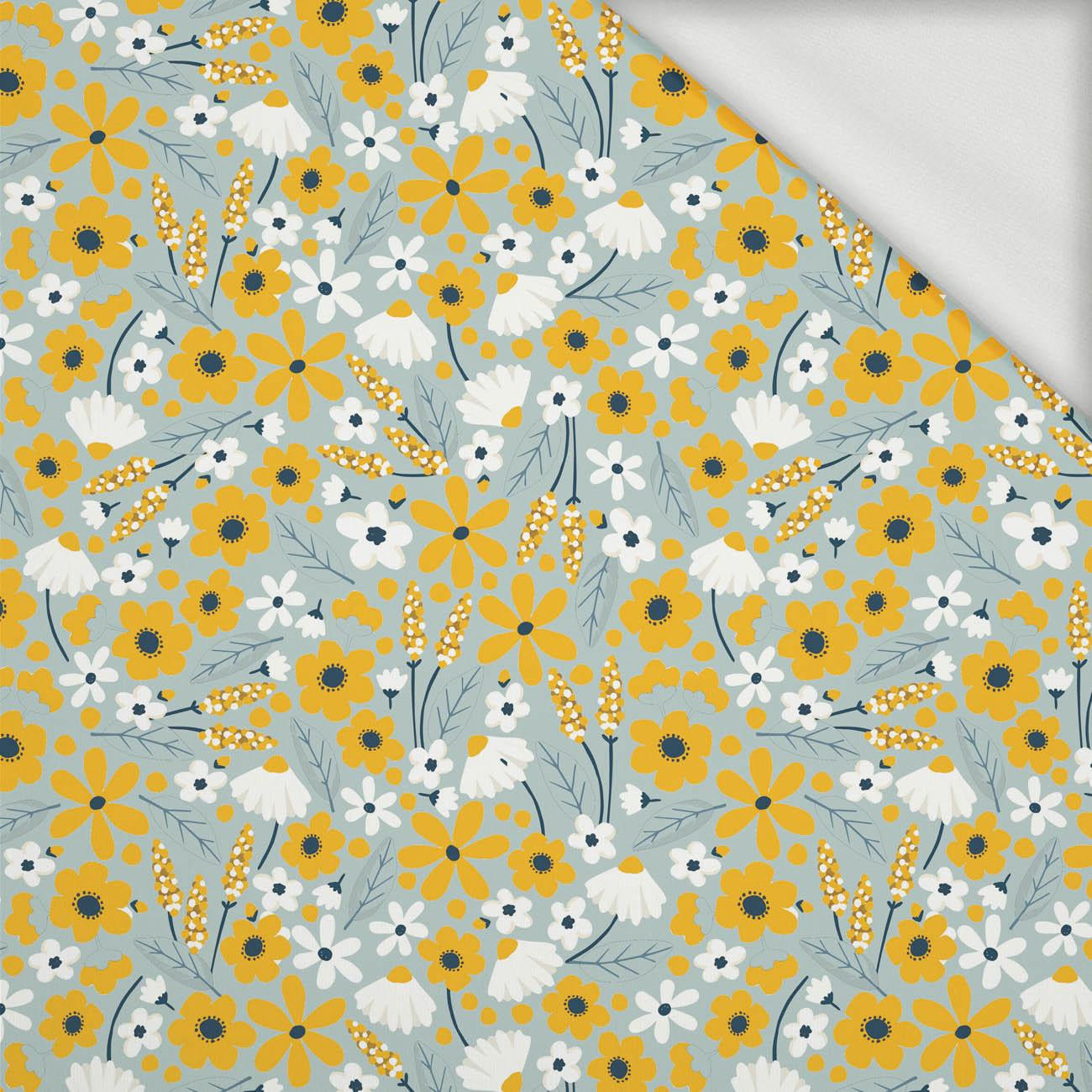 SMALL FLOWERS pat. 2 / light grey - looped knit fabric