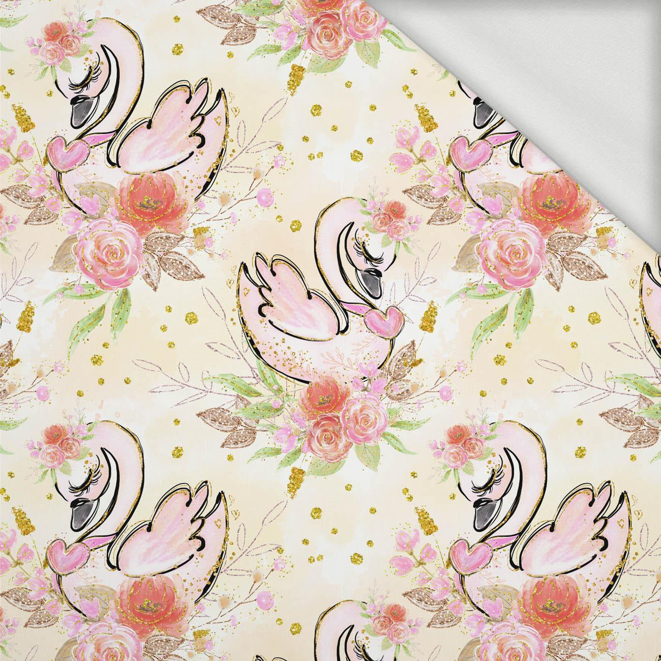 SWANS - looped knit fabric