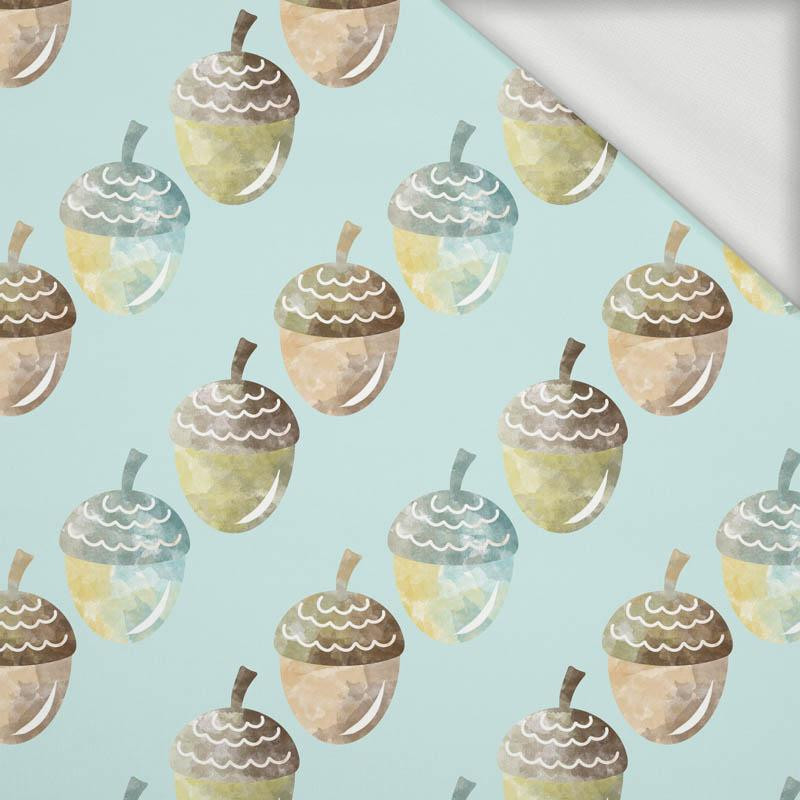 DIAGONAL ACORNS (FOREST ANIMALS) - looped knit fabric