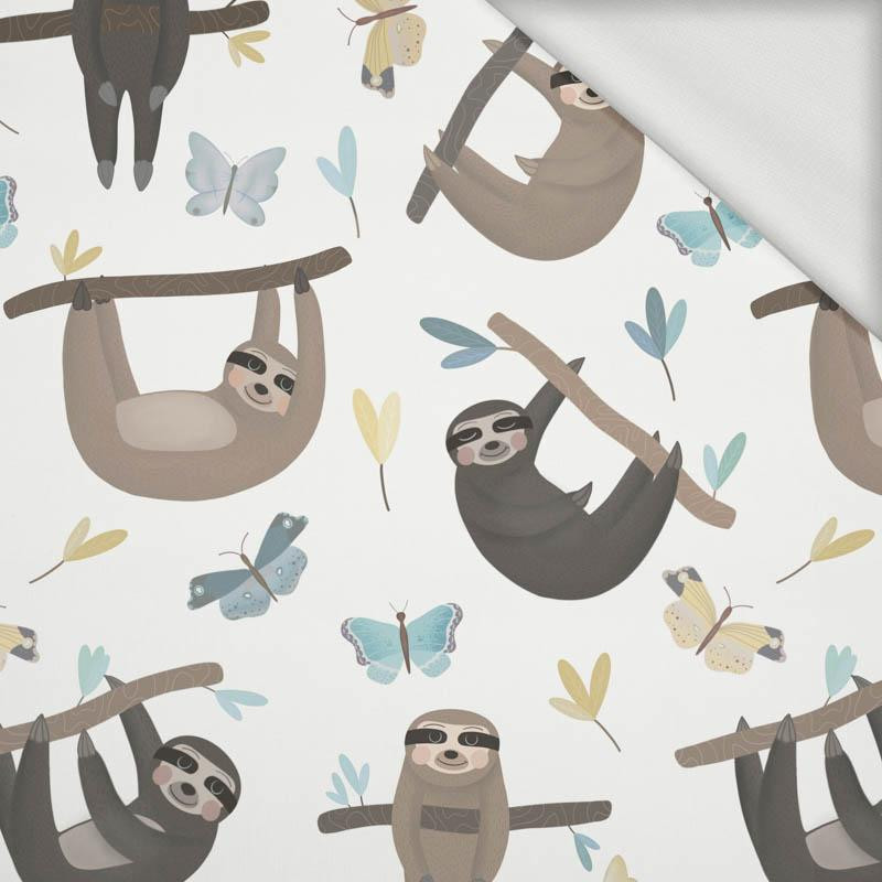 SLOTHS / butterflies (SLOTHS) / white - looped knit fabric