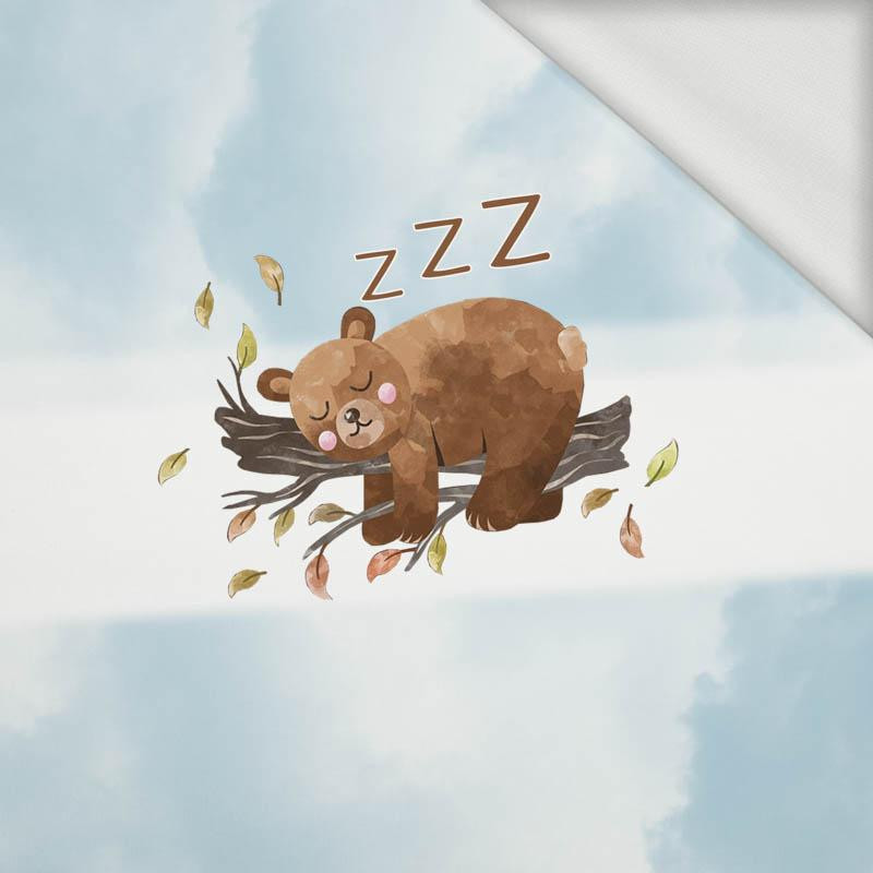 SLEEPING BEAR IN THE CLOUDS  (BEARS AND BUTTERFLIES) - panel 50cm x 60cm - looped knit fabric