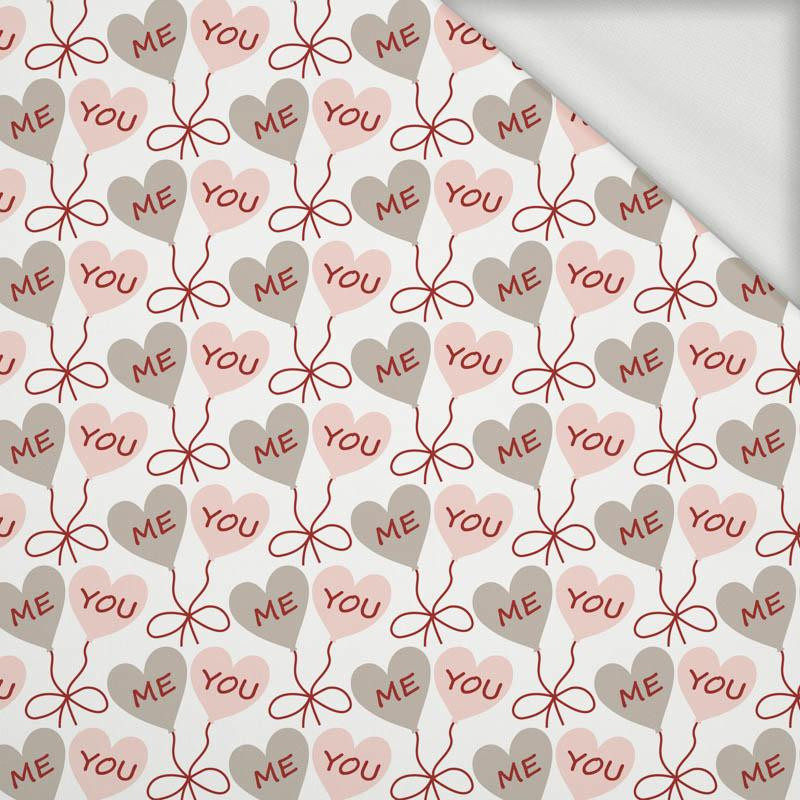 HEARTS (BALLOONS) / white (VALENTINE'S HEARTS) - looped knit fabric