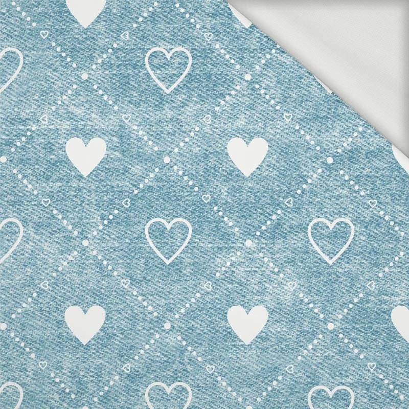 HEARTS AND RHOMBUSES / vinage look jeans (sea blue) - looped knit fabric