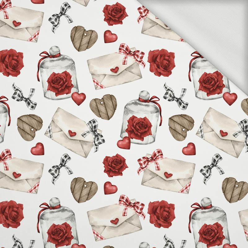 LETTERS AND ROSES (CHECK AND ROSES) - looped knit fabric