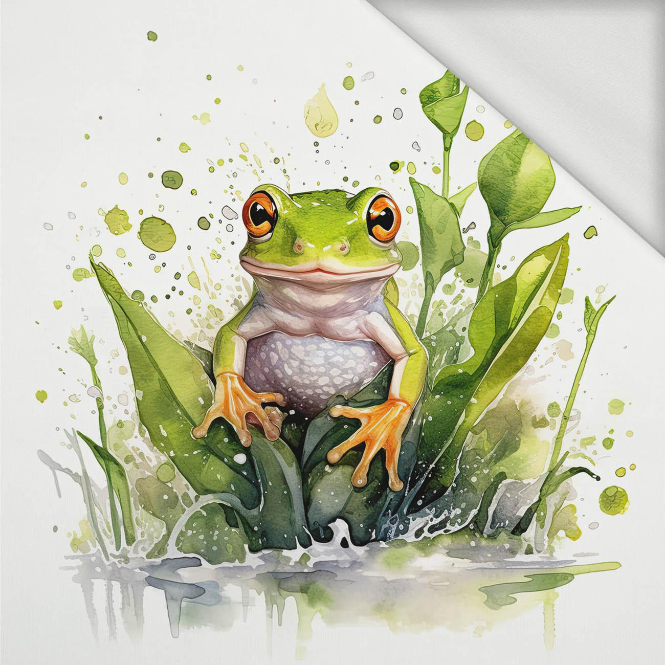 WATERCOLOR FROG - panel (75cm x 80cm) looped knit