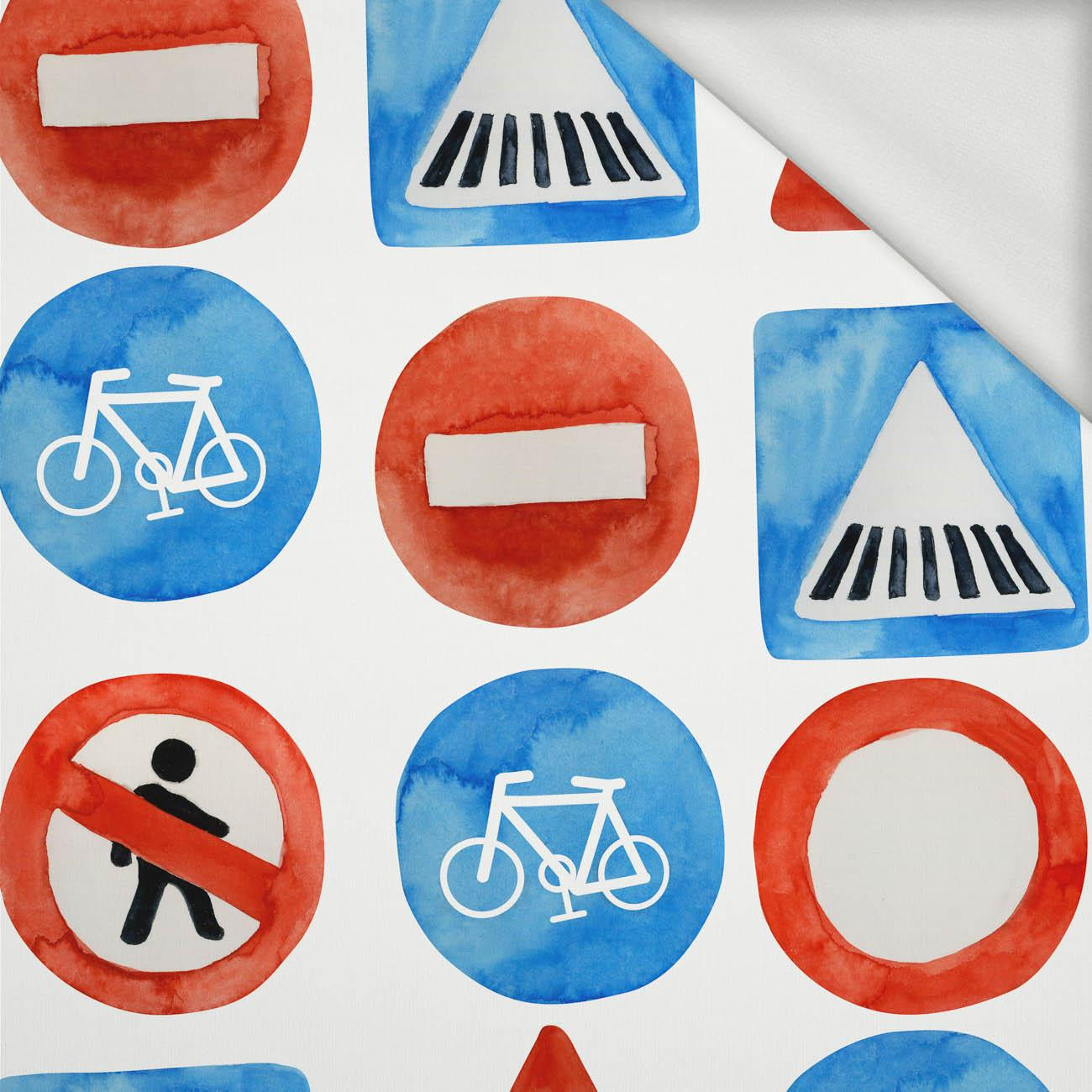 ROAD SIGNS (COLORFUL TRANSPORT) - looped knit fabric