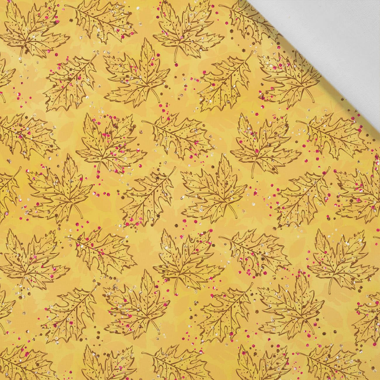 LEAVES CONTOUR / yellow (GLITTER AUTUMN) - Cotton woven fabric