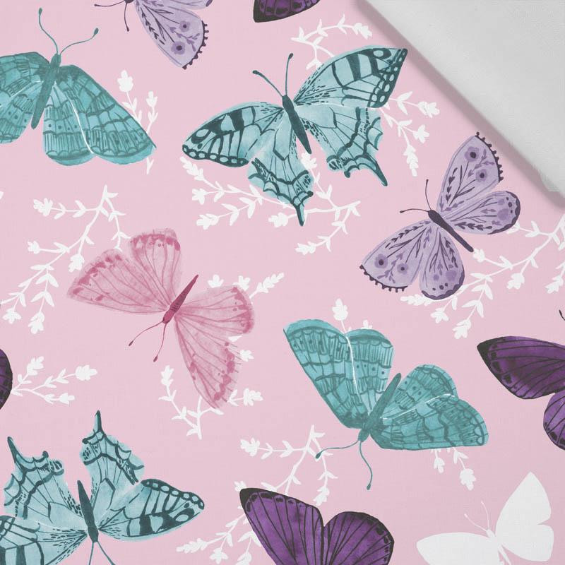 BUTTERFLIES PAT. 5 / pink (PURPLE BUTTERFLIES) - Cotton woven fabric