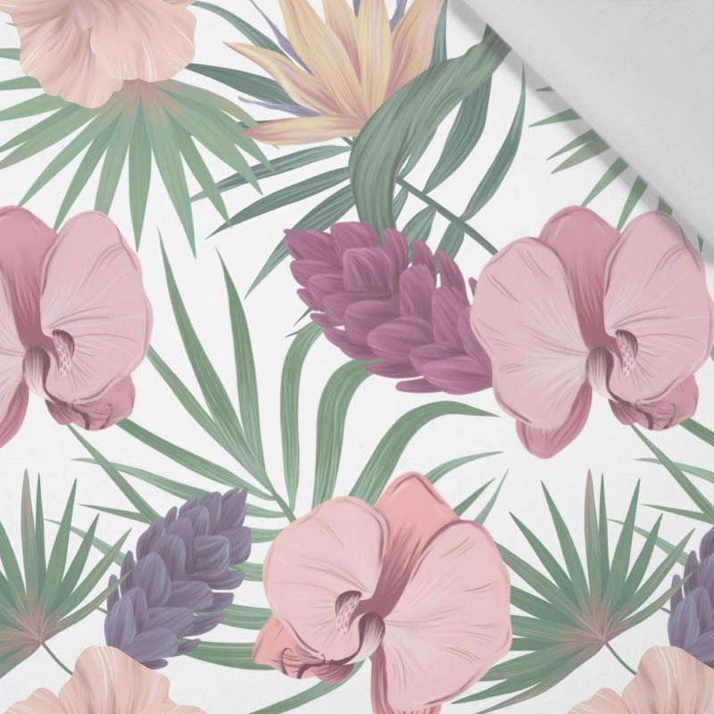 EXOTIC PLANTS / white - Cotton woven fabric