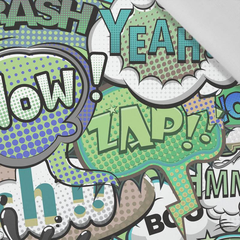 COMIC BOOK (green - blue) - Cotton woven fabric