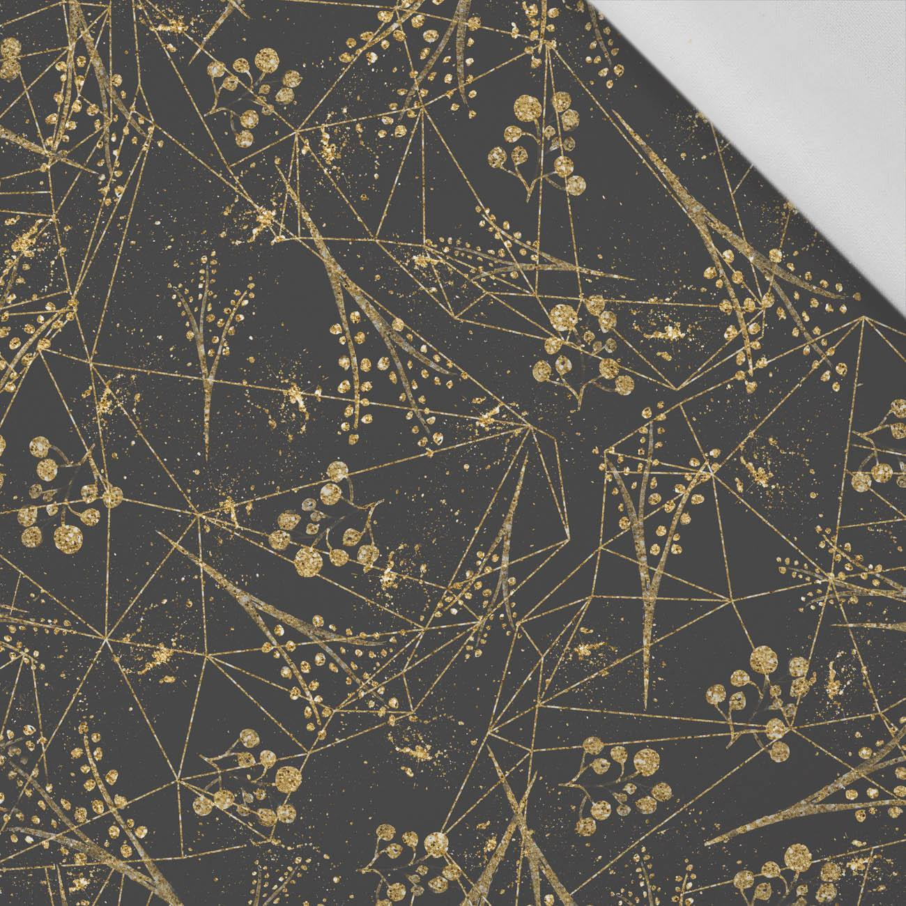 LEAVES pat. 12 (gold) / black  - Cotton woven fabric