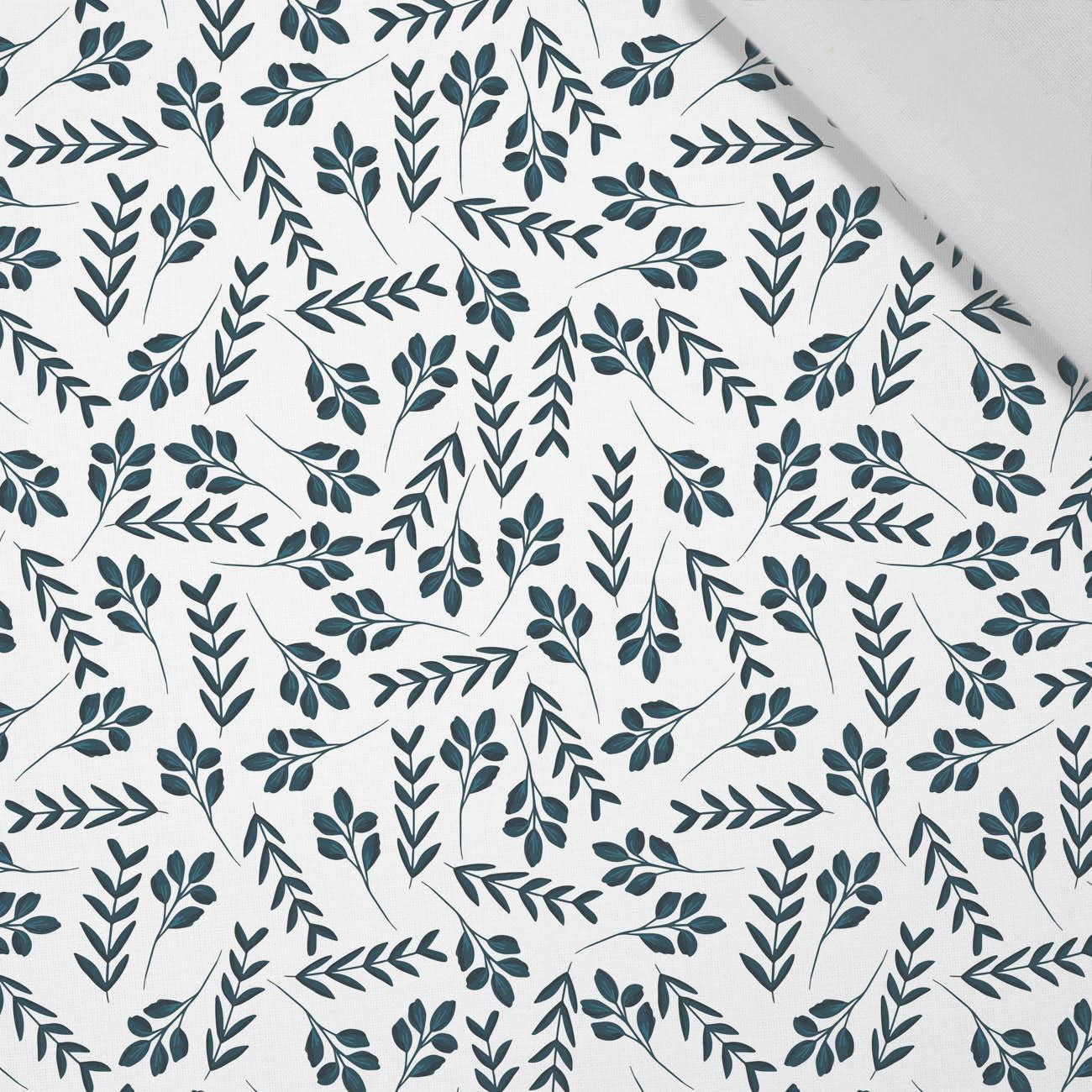SMALL LEAVES pat. 2 / white - Cotton woven fabric