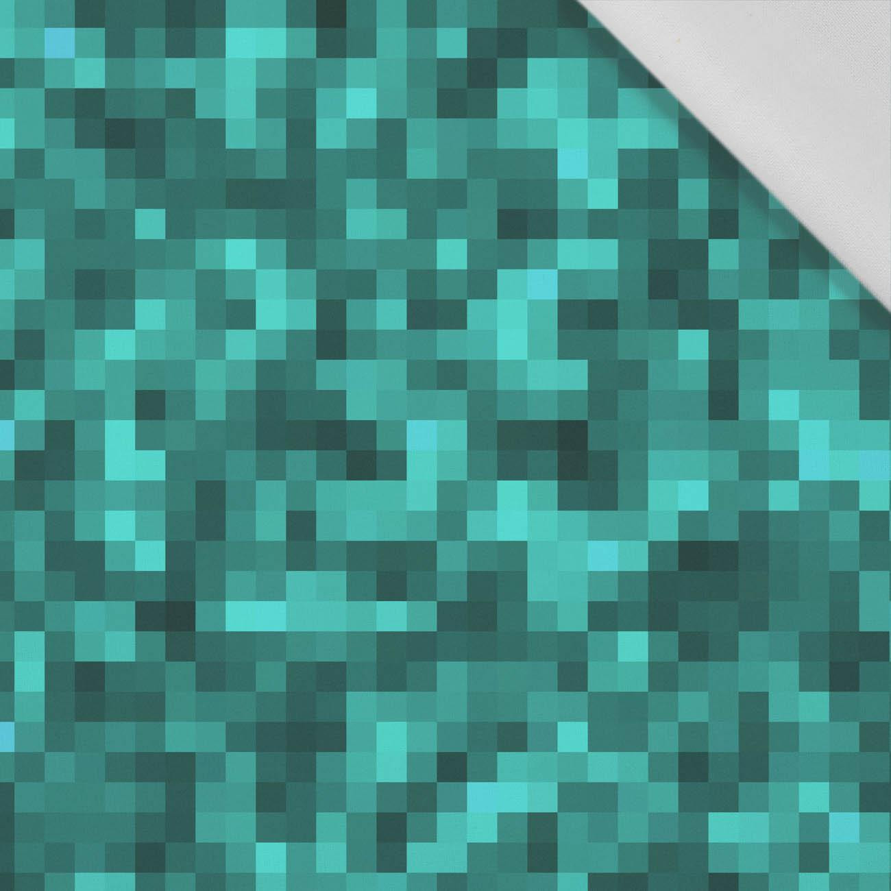 PIXELS pat. 2 / sea blue - Cotton woven fabric