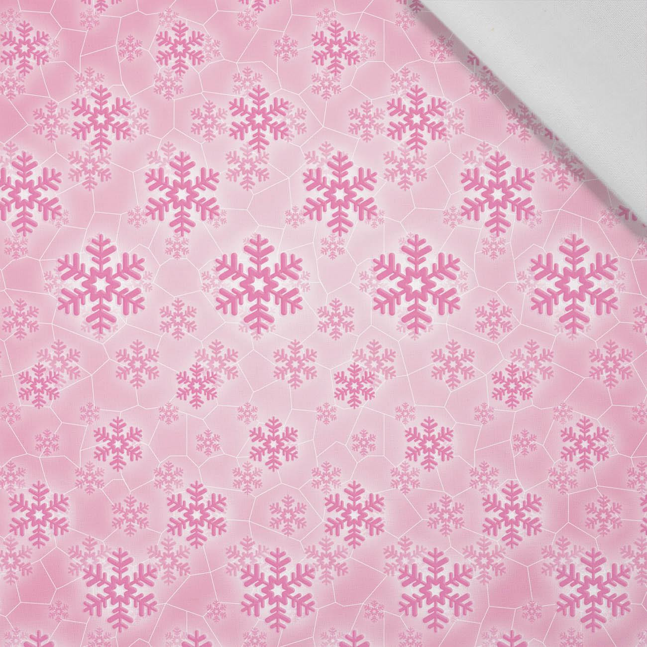 PINK SNOWFLAKES (PENGUINS) - Cotton woven fabric