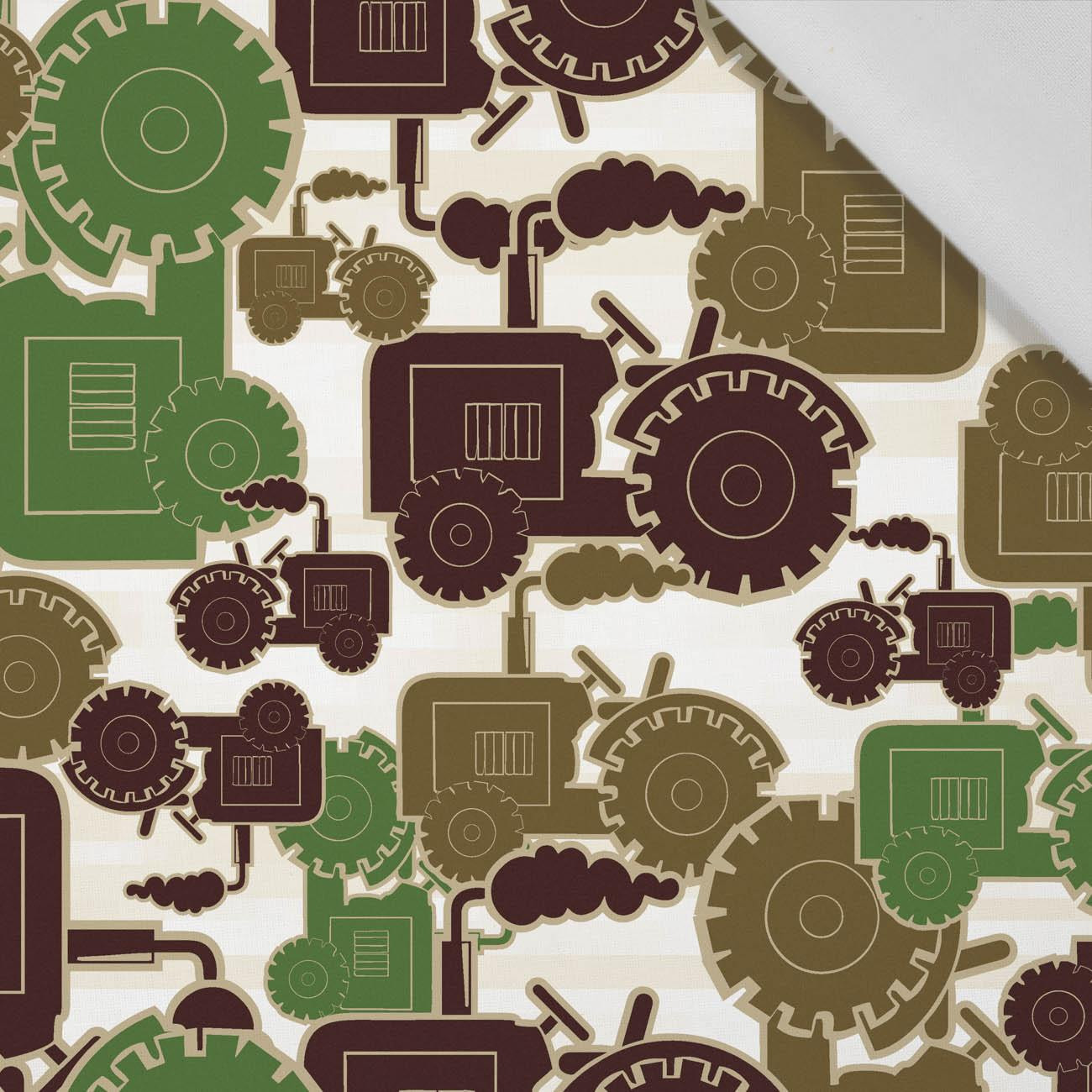 TRACTORS / green - Cotton woven fabric