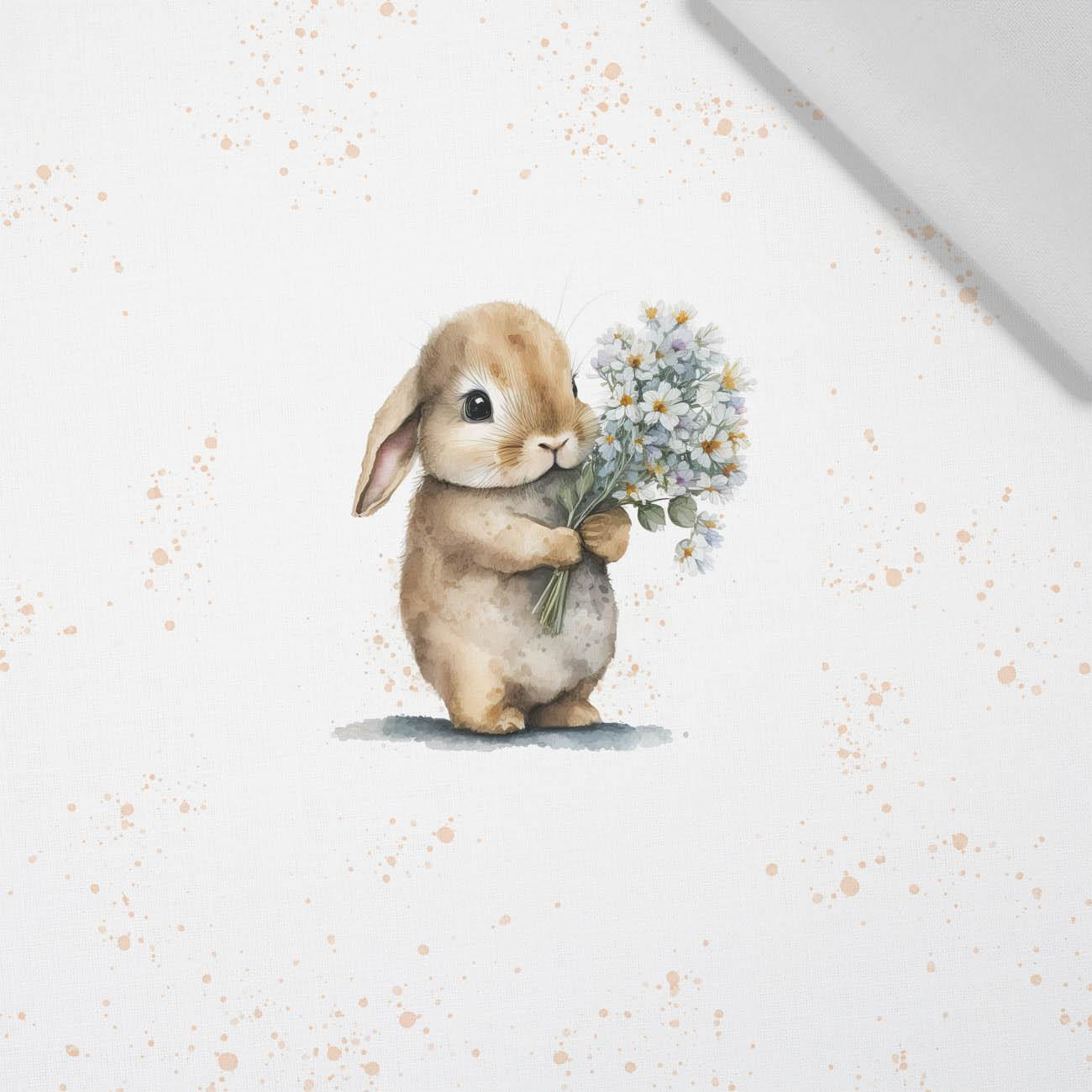 BUNNY WITH A BOUQUET OF FLOWERS - panel (60cm x 50cm) Cotton woven fabric