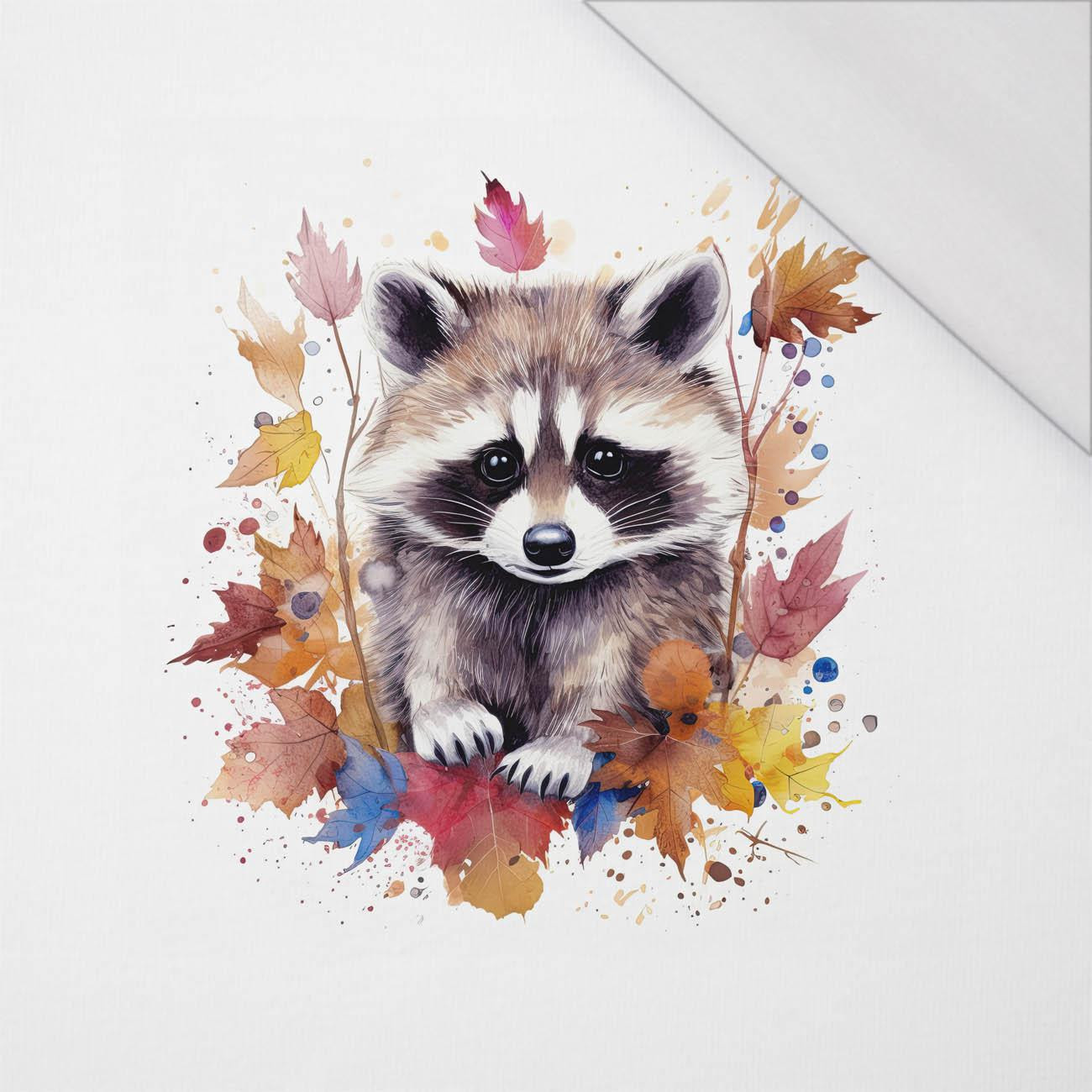 WATERCOLOR RACCOON pat. 2 - PANEL (60cm x 50cm) SINGLE JERSEY