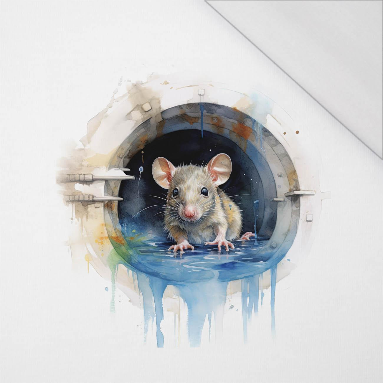 WATERCOLOR RAT - PANEL (60cm x 50cm) SINGLE JERSEY