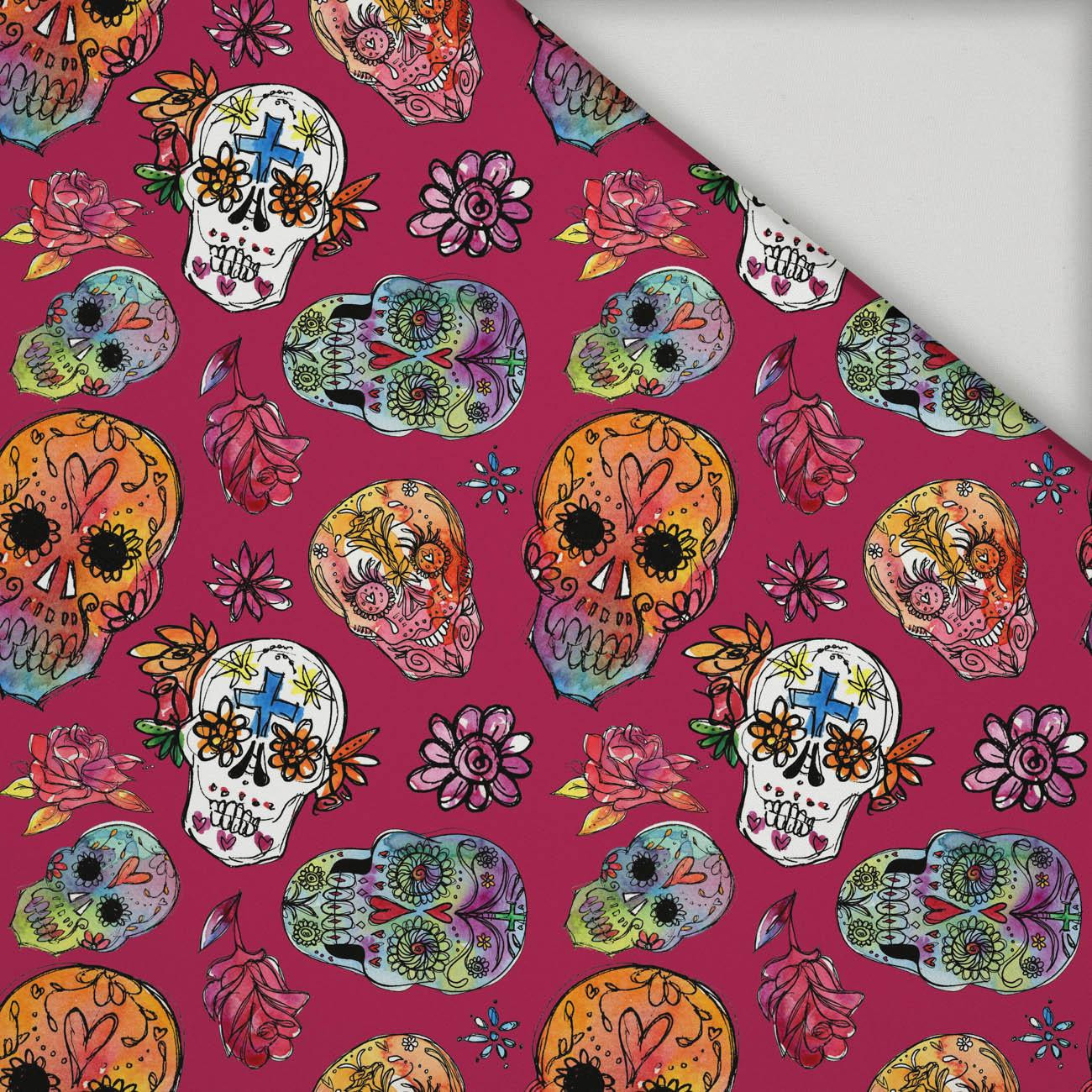 SKULLS pat. 3 / fuchsia (DIA DE LOS MUERTOS) - quick-drying woven fabric