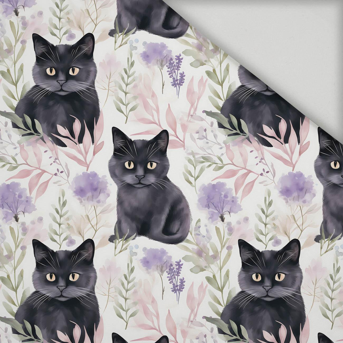 PASTEL BLACK CAT - quick-drying woven fabric