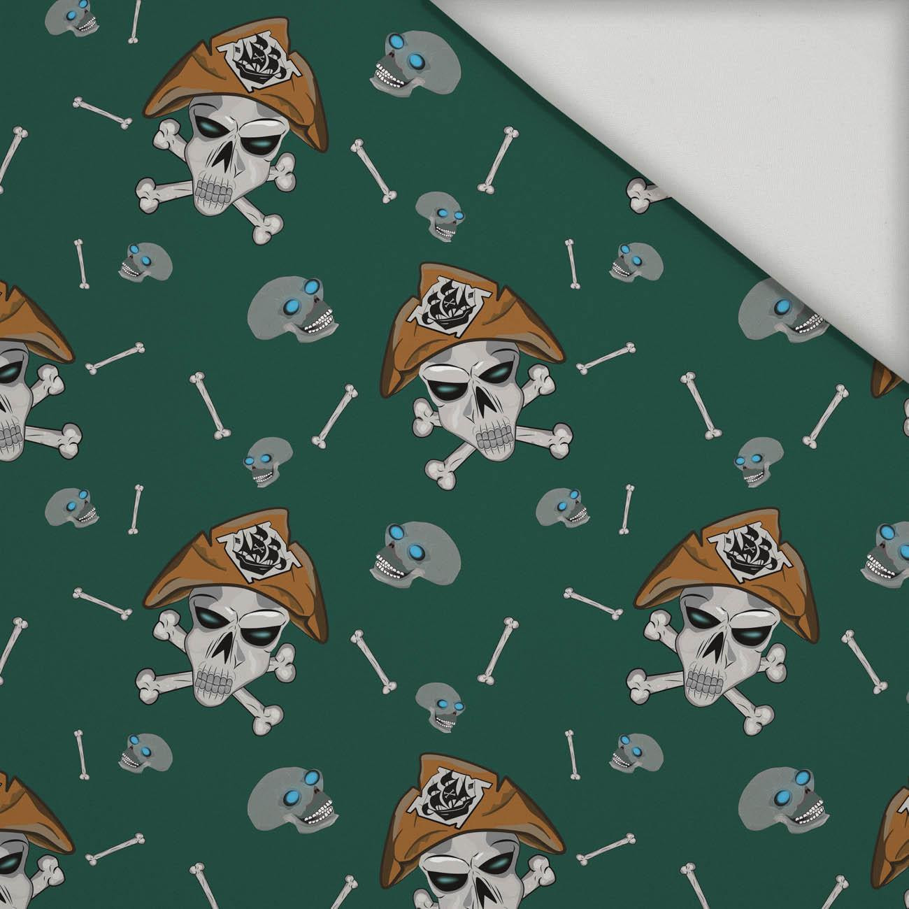 PIRATE SKULLS / BOTTLED GREEN (SCARY HALLOWEEN) - quick-drying woven fabric