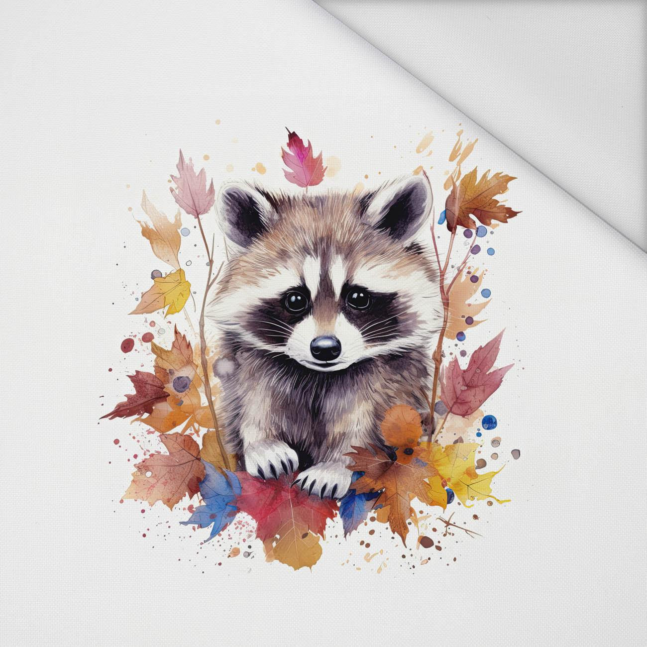WATERCOLOR RACCOON pat. 2 - panel (60cm x 50cm) Waterproof woven fabric